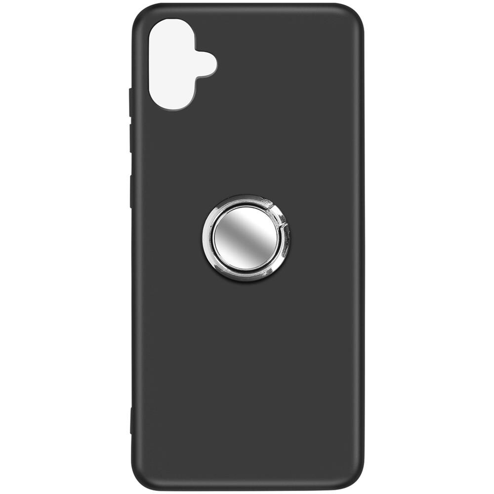 Cover Per Samsung A05 Silicone Anello Cromato Argento Ring Collection Nera - Foto 1