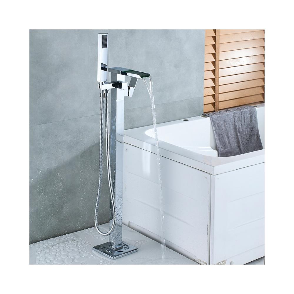 Rubinetto per vasca da bagno a pavimento, Blackswan, tipo cascata con LED M63, modello cromato lucido, misura 98 cm - Foto 4