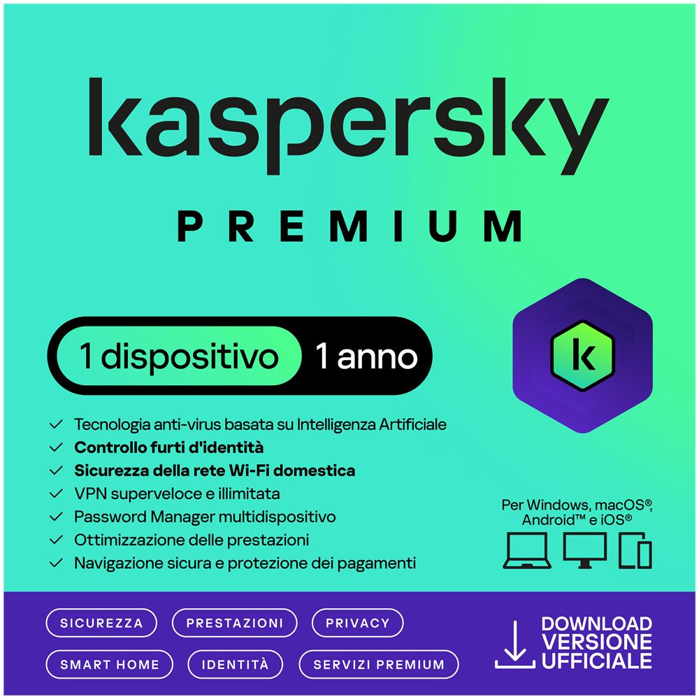 Premium + Customer Support Italian Edition. 1-device; 1-account Kpm 1 Year Base Download Pack - Foto 1