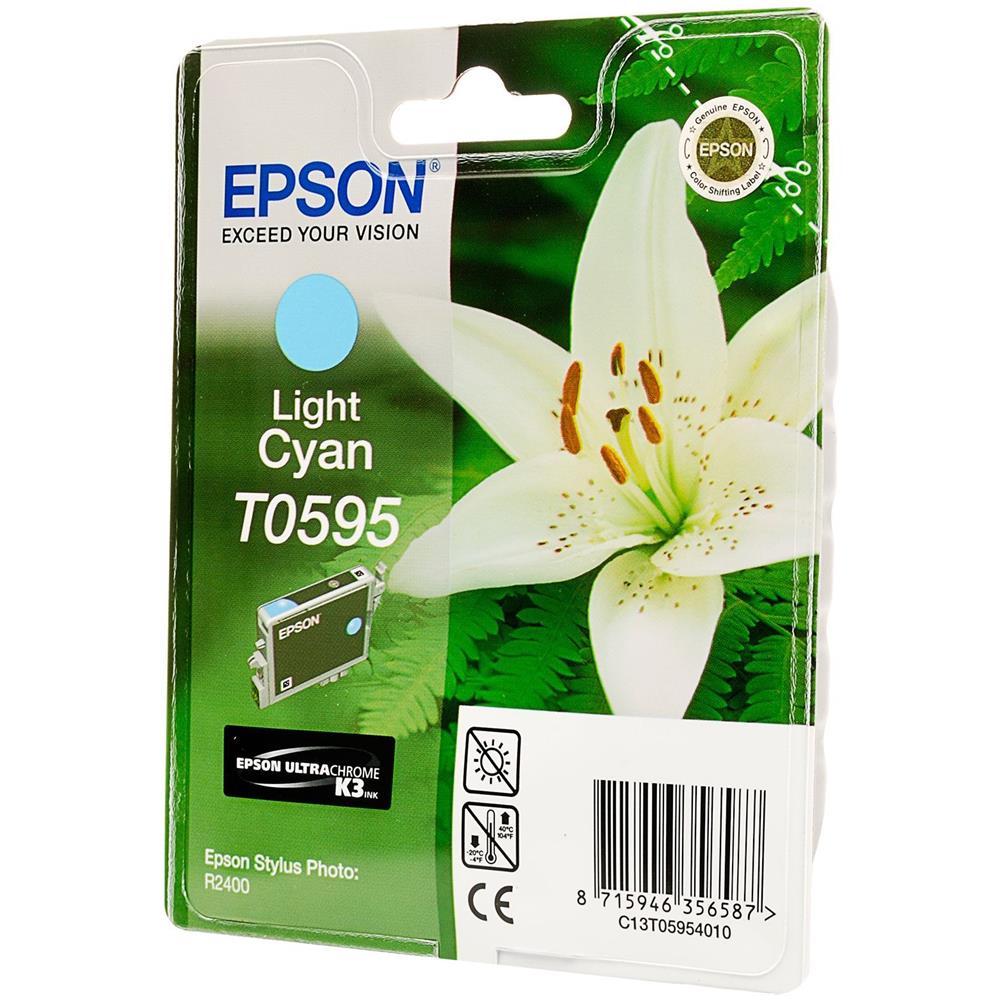 C13T05954010 Cartuccia Ink Originale Ciano Chiaro per Stylus Foto R2400 Capacità 520 Pagine - Foto 2