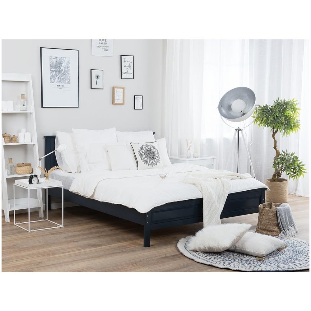 Letto A Doghe Blu Scuro Con Rete 140 X 200 Cm Olivet - Foto 2