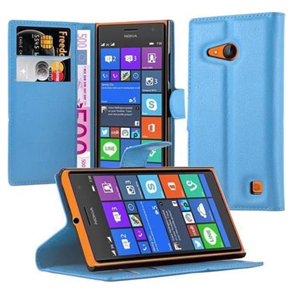 Custodia Compatibile Con Nokia Lumia 730 In Pastello Blu - Coperchio Protettiva Con Chiusura Magnetica, Funzione Stand E Tasca Per Le Carte - Foto 1