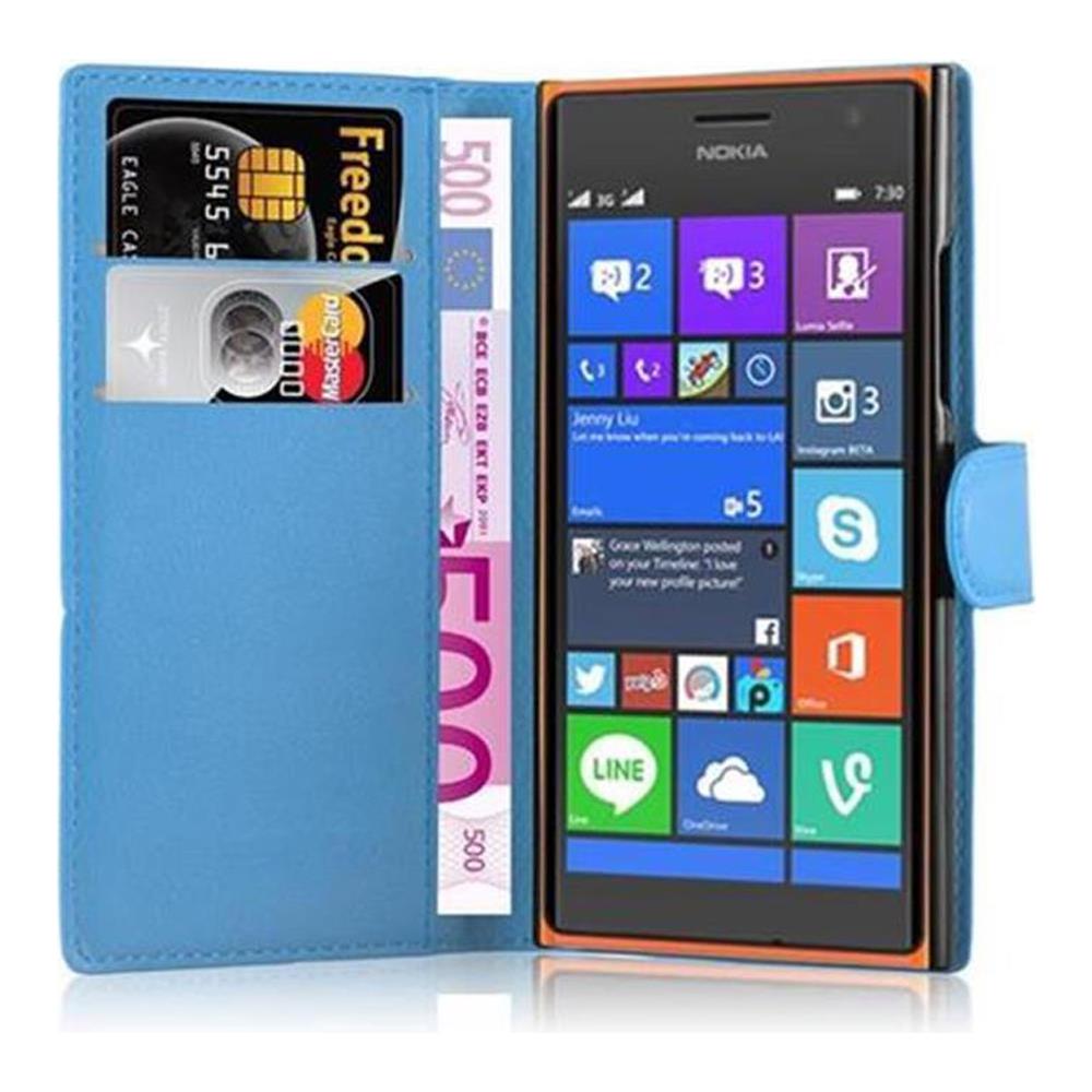 Custodia Compatibile Con Nokia Lumia 730 In Pastello Blu - Coperchio Protettiva Con Chiusura Magnetica, Funzione Stand E Tasca Per Le Carte - Foto 2