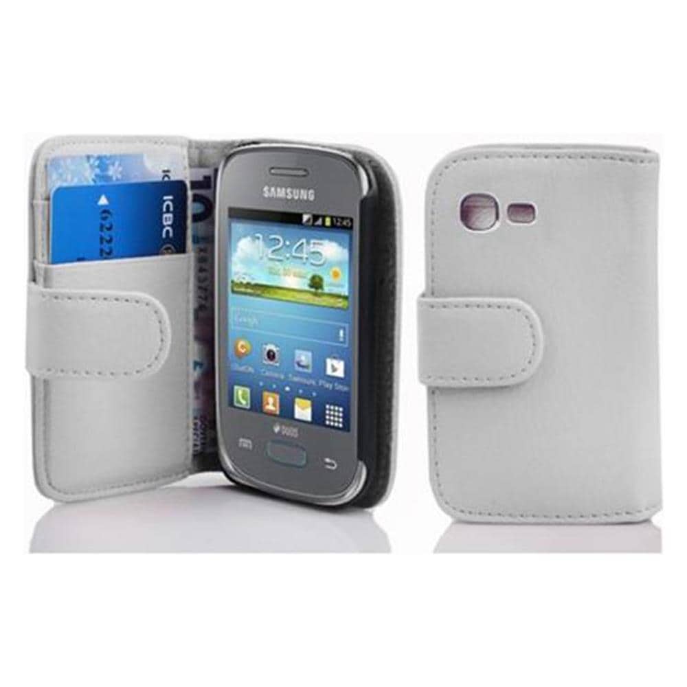 Custodia Compatibile Con Samsung Galaxy Pocket Neo In Magnesio Bianco - Coperchio Protettivo In Ecopelle Testurizzata E Tasca Per Carte Di Credito - Foto 1