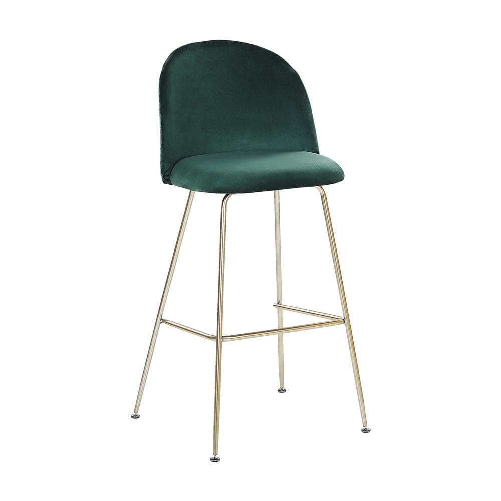 Set Di 2 Sedie Da Bar In Velluto Verde E Gambe Oro Arcola - Foto 2