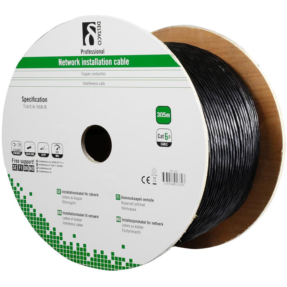 Cavo Di Installazione S / Ftp Cat6a, Per Uso Esterno, 305 M, Nero - Foto 1