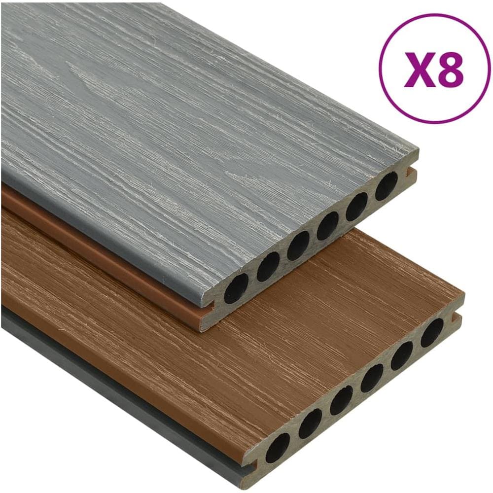 Listoni Decking WPC con Accessori Marroni e Grigi 16 m² 2,2 m - Foto 1
