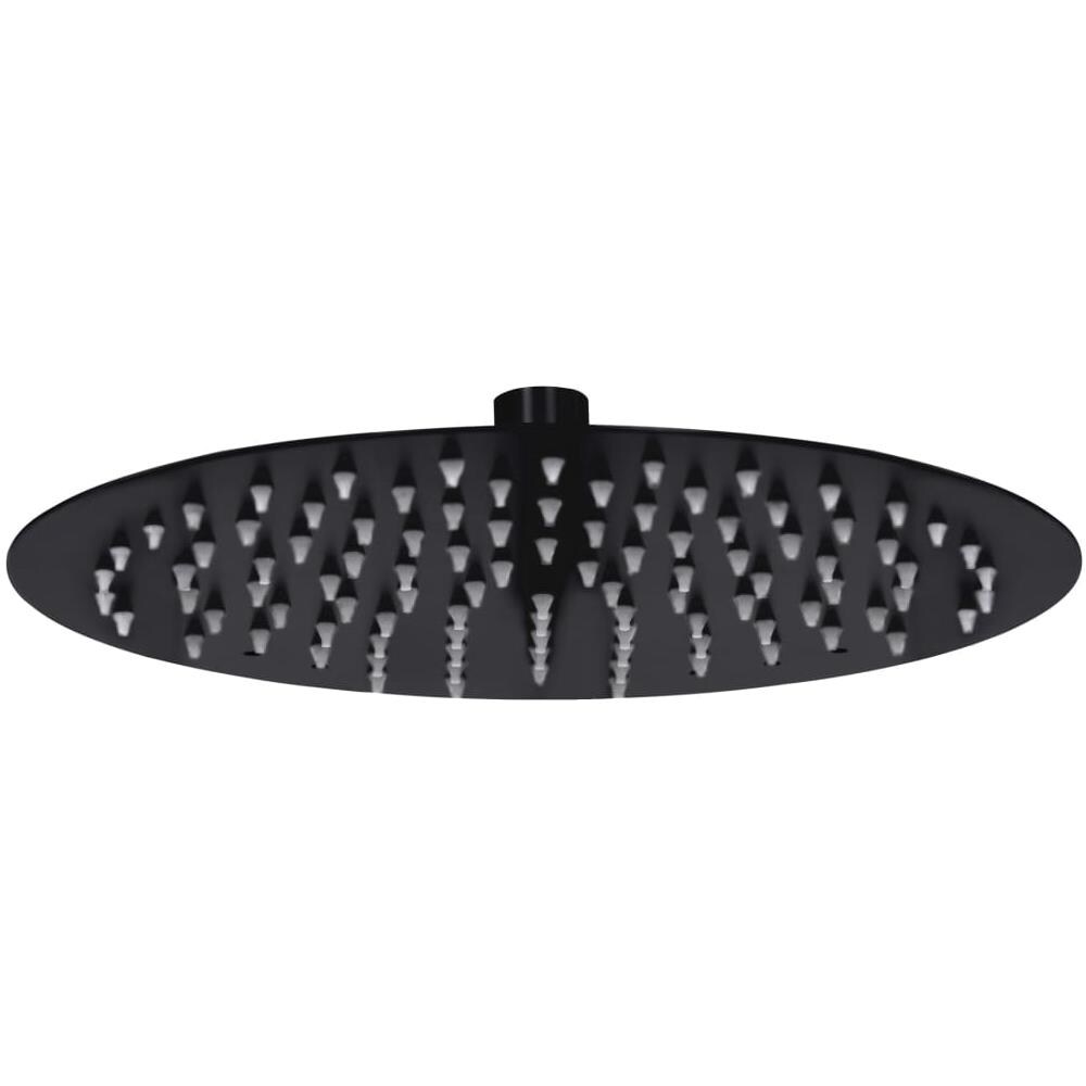 Testa Doccia a Pioggia in Acciaio Inox 25 cm Rotonda Nera - Foto 1