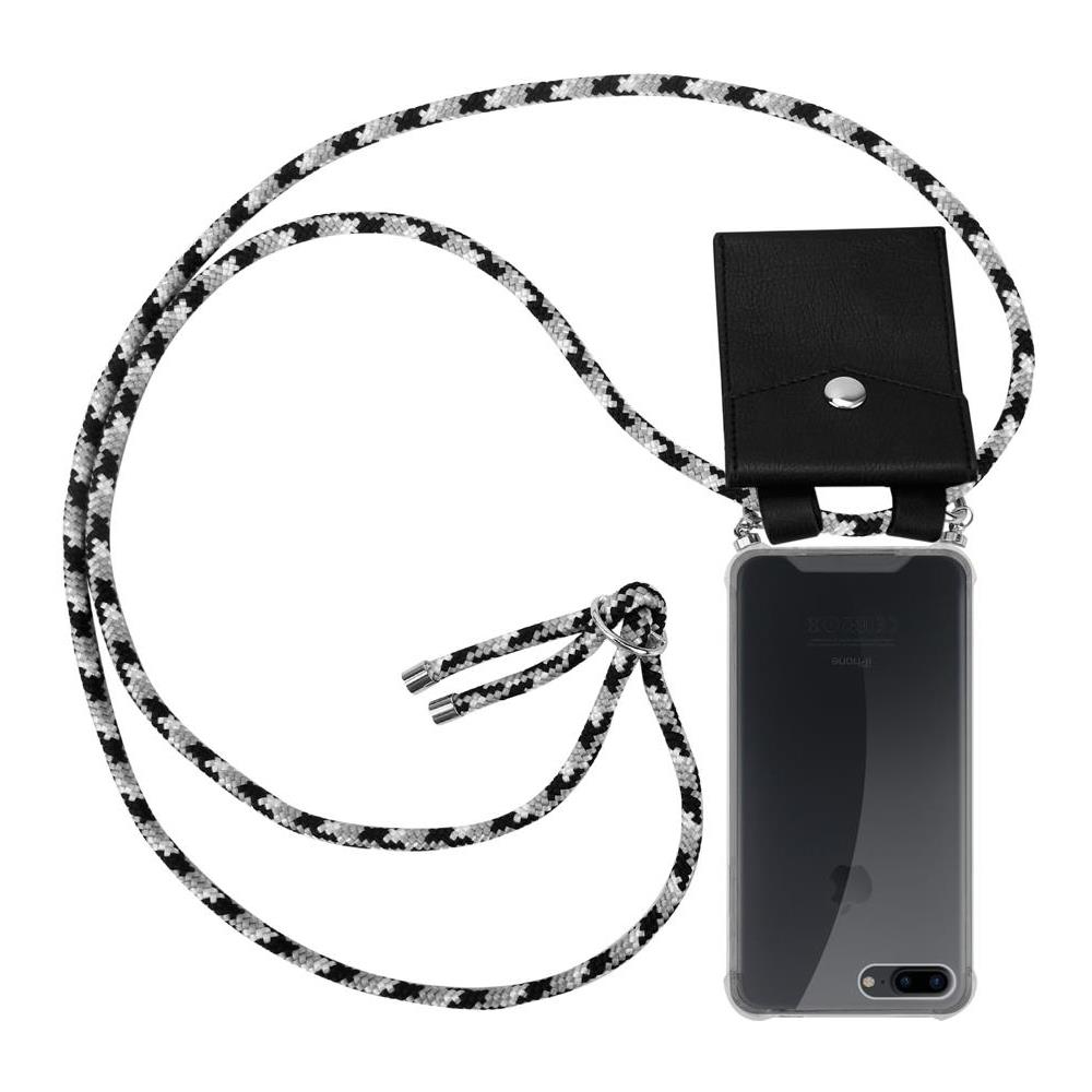 Catena Di Telefoni Cellulari Compatibile Con Apple Iphone 8 Plus / 7 Plus / 7s Plus In Nero Camouflage - Coperchio Protettivo In Silicone Con Anelli D'argento, Cinturino In Corda E Custodia Staccabile - Foto 1