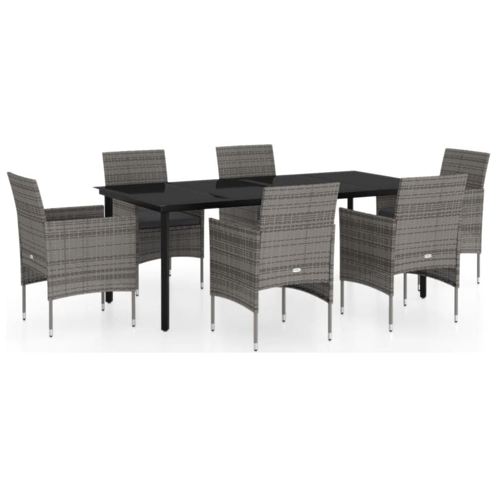 Set Da Pranzo Per Giardino 7 Pz Con Cuscini Grigio - Foto 2