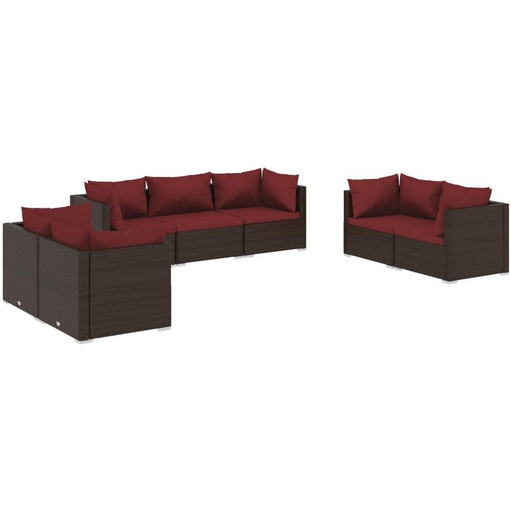 Set Divani Da Giardino 7 Pz Con Cuscini In Polyrattan Marrone - Foto 2