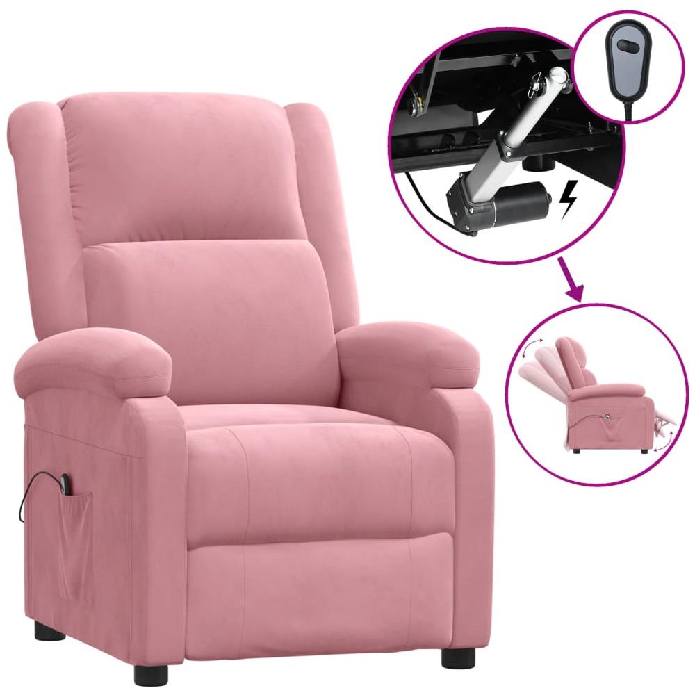 Poltrona Elettrica Reclinabile In Velluto Rosa - Foto 1