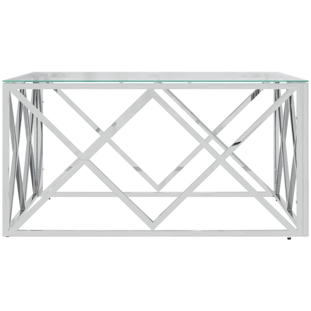 Tavolino Da Salotto 80x80x40 Cm In Acciaio Inox E Vetro - Foto 3