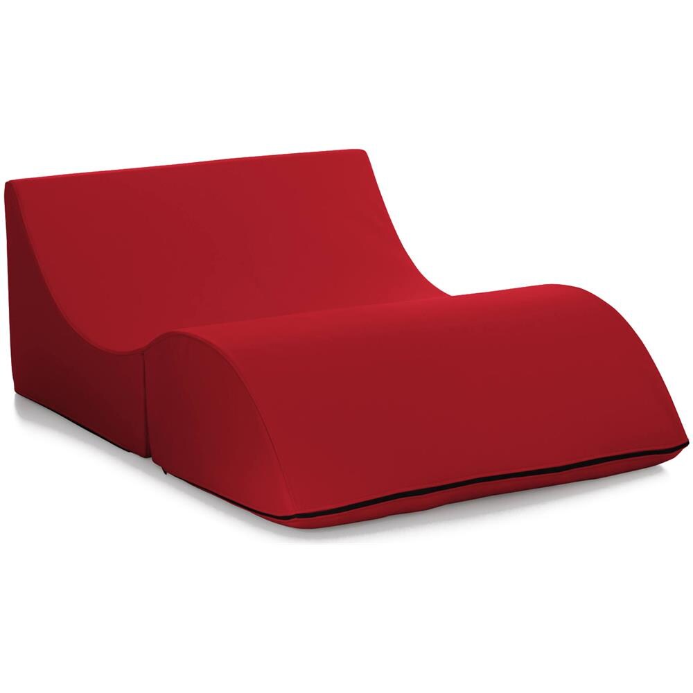 Letto Pieghevole Annabella, Pouf Trasformabile In Letto Matrimoniale, 100% Made In Italy, Pouf Trasformabile In Una Chaise Longue In Ecopelle, Cm 100x200h70, Rosso - Foto 2