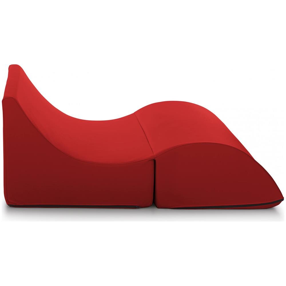 Letto Pieghevole Annabella, Pouf Trasformabile In Letto Matrimoniale, 100% Made In Italy, Pouf Trasformabile In Una Chaise Longue In Ecopelle, Cm 100x200h70, Rosso - Foto 4