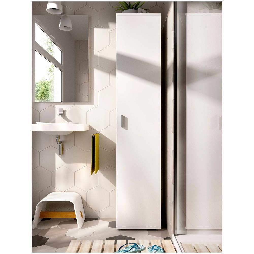 Armadio Multiuso Lagalb, Mobile Multifunzione Portascope, Armadio Alto Multiuso A 1 Anta, 39x35h190 Cm, Bianco - Foto 1