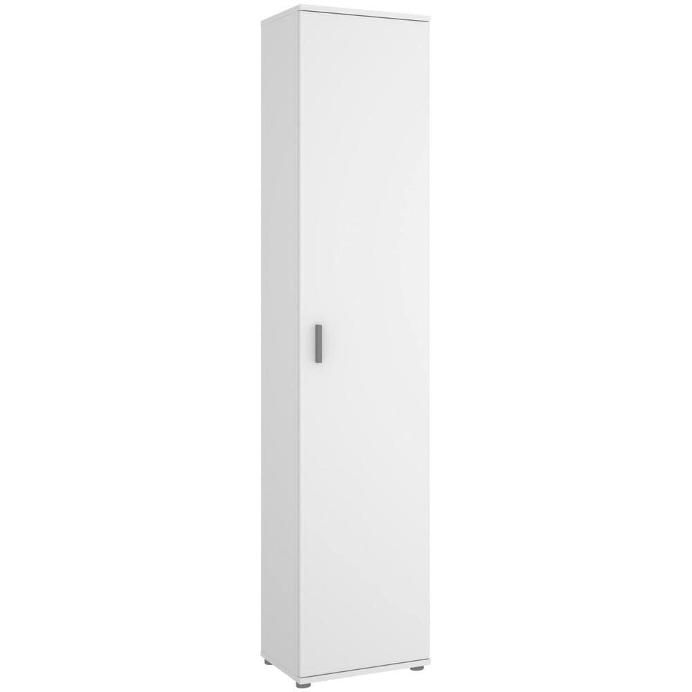 Armadio Multiuso Lagalb, Mobile Multifunzione Portascope, Armadio Alto Multiuso A 1 Anta, 39x35h190 Cm, Bianco - Foto 2
