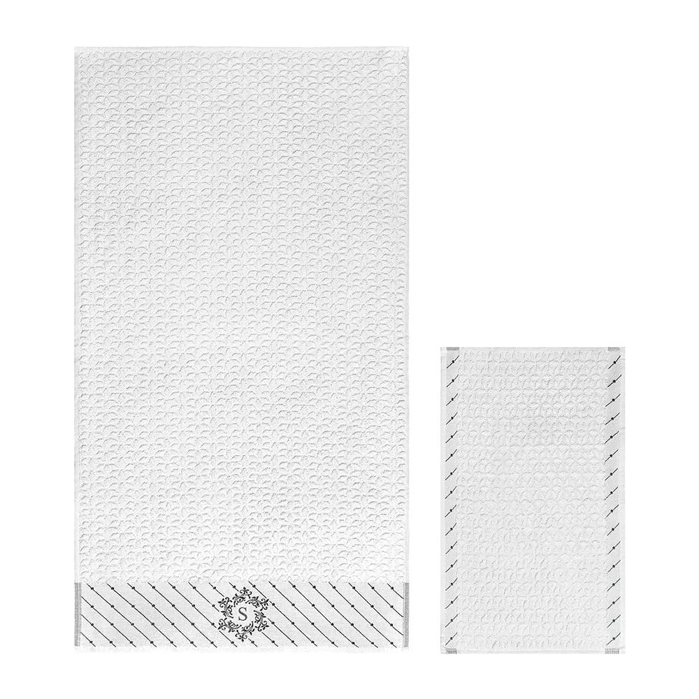 Set Asciugamano Copiola Salvietta Bagno In Spugna 100% Cotone Con Iniziali Lettere Set 2 S - Foto 1
