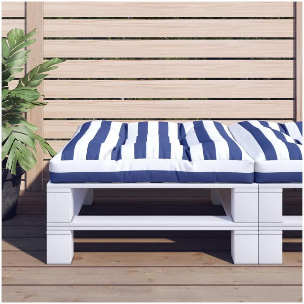 Cuscino Per Pallet Strisce Bianche E Blu 80x80x12 Cm In Tessuto - Foto 1