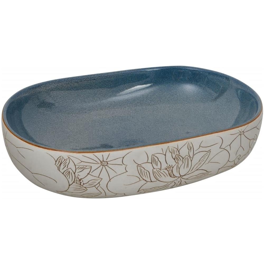 Lavabo Da Appoggio Sabbia E Blu Ovale 59x40x14 Cm Ceramica - Foto 2
