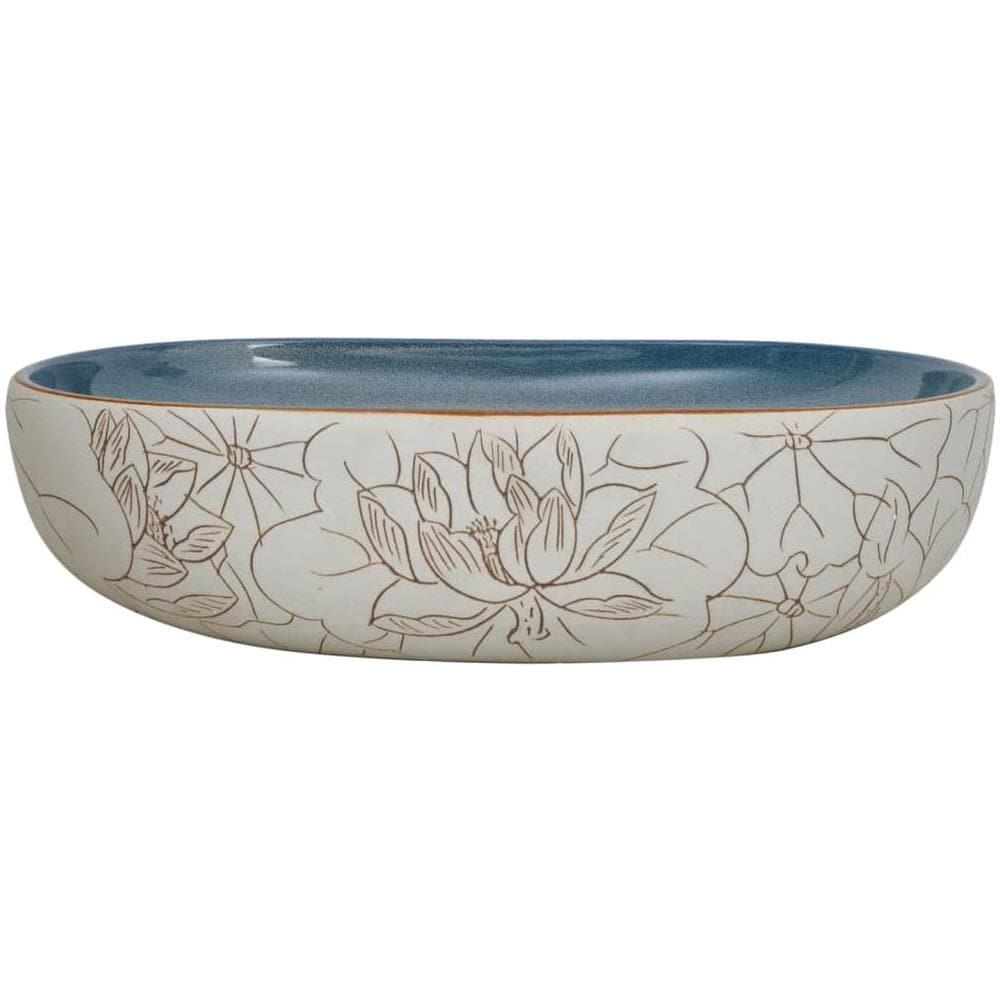 Lavabo Da Appoggio Sabbia E Blu Ovale 59x40x14 Cm Ceramica - Foto 3