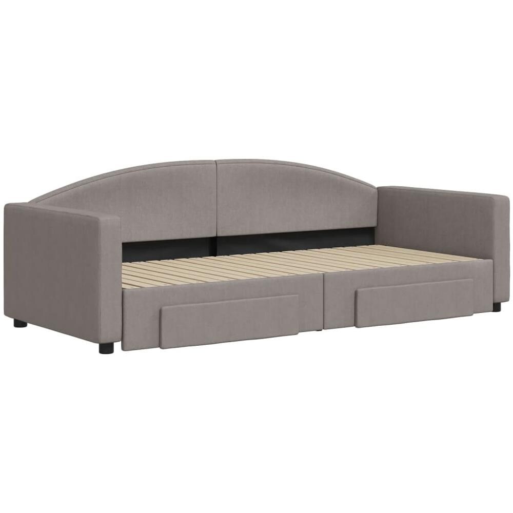 Divano Letto Estraibile Con Cassetti Tortora 90x200 Cm Tessuto - Foto 2
