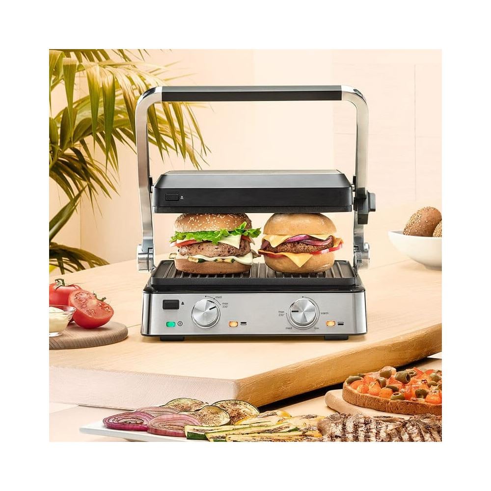 Piastra Grill Elettrica CG7020 Acciaio 2000 W Colore Nero - Foto 8