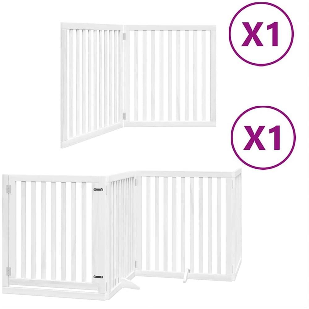 Cancello Cani Porta Pieghevole Bianco 6 Pannelli 480 cm Pioppo - Foto 1