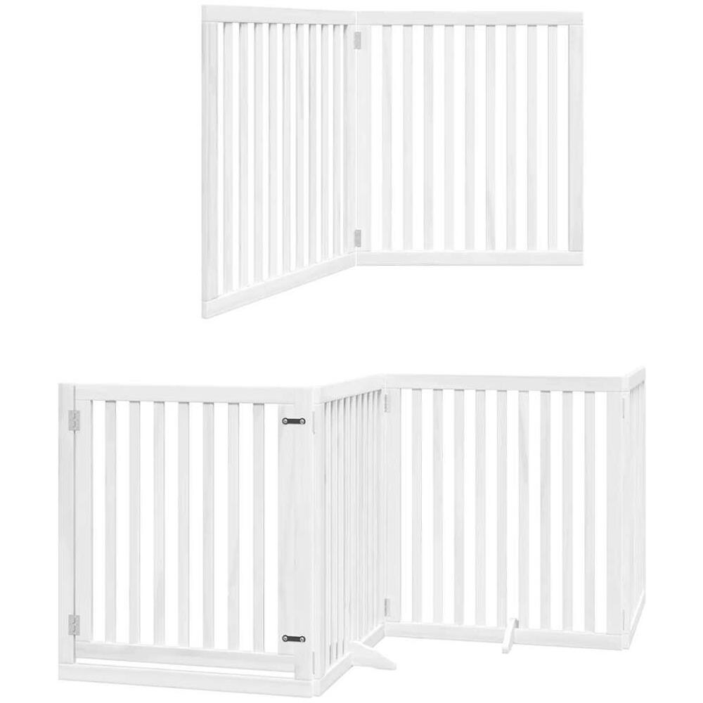 Cancello Cani Porta Pieghevole Bianco 6 Pannelli 480 cm Pioppo - Foto 10