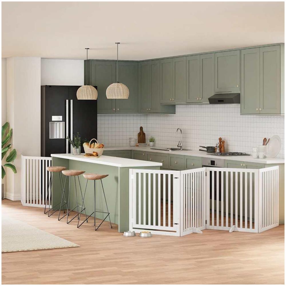 Cancello Cani Porta Pieghevole Bianco 6 Pannelli 480 cm Pioppo - Foto 2