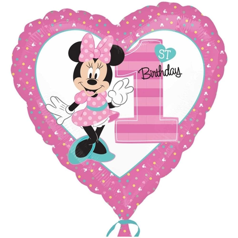 Palloncino In Alluminio 1â° Compleanno Di Minnie Taglia Unica - Foto 1