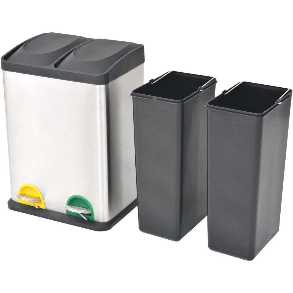 Pattumiera a Pedale per Riciclo in Acciaio Inossidabile 36 L - Foto 2