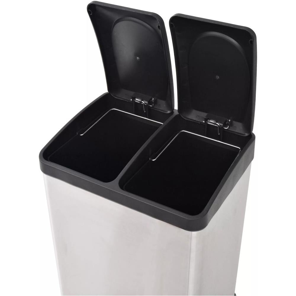 Pattumiera a Pedale per Riciclo in Acciaio Inossidabile 36 L - Foto 5