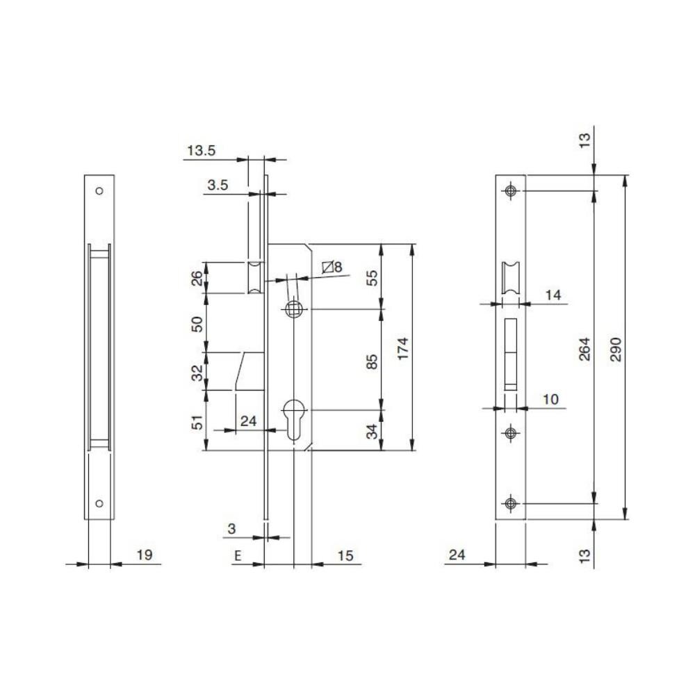 781351ifz Serratura Scivola E Mandata Entrata 35 Mm. senza Cilindro - Foto 2