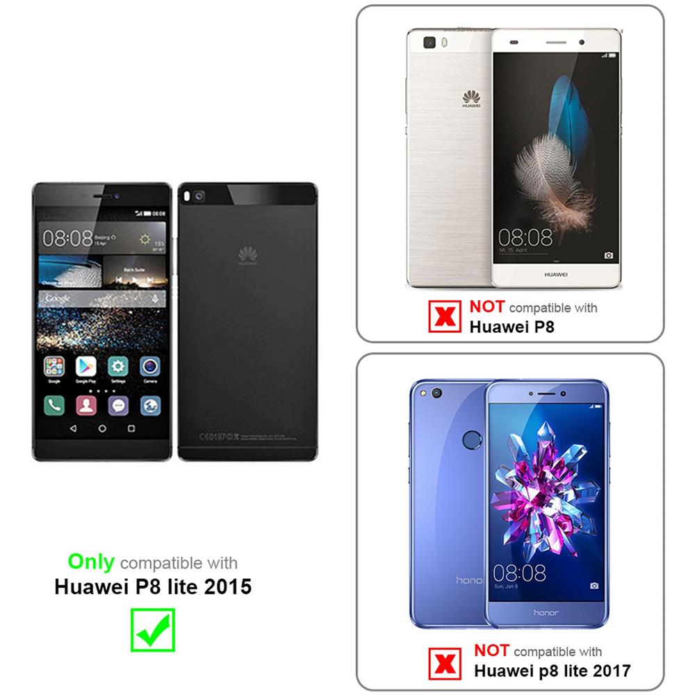 Custodia Compatibile Con Huawei P8 Lite 2015 In Grigio Chiaro Marrone - Coperchio Protettiva Con Chiusura Magnetica, Funzione Stand E Tasca Per Le Carte - Foto 2