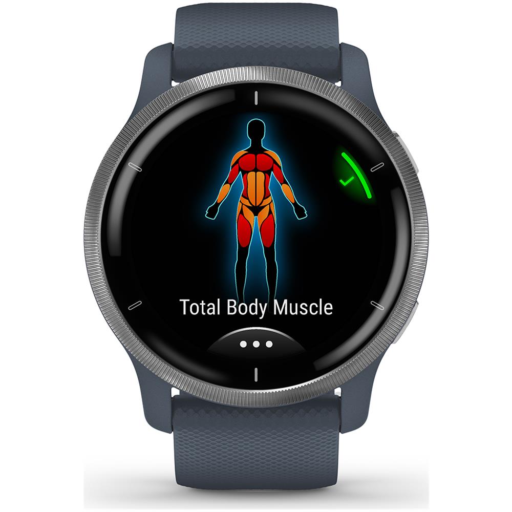 Sportwatch Venu 2 45mm Impermeabile 5ATM Display 1.3" GPS Wi-Fi per Fitness con Contapassi e Cardiofrequenzimetro Granite Blue - Foto 2