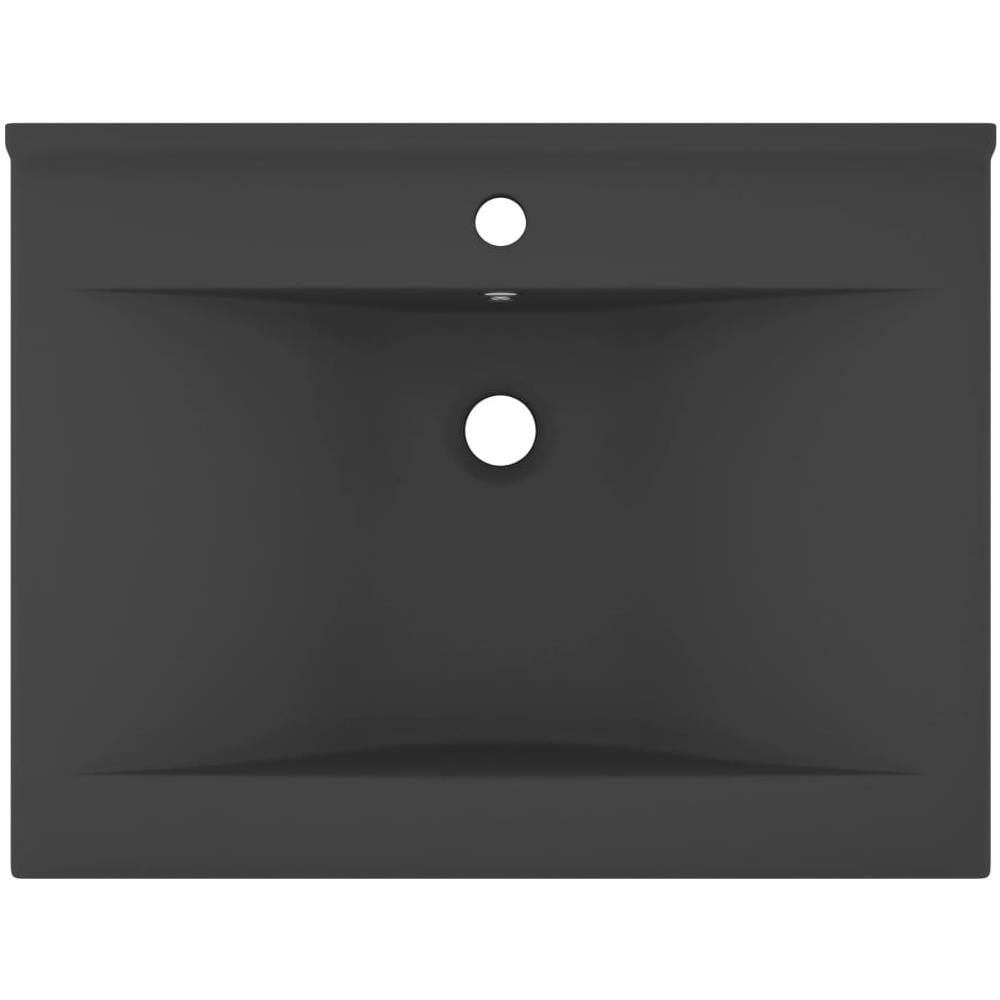 Lavabo con Foro Rubinetto Grigio Scuro Opaco 60x46 cm Ceramica - Foto 2