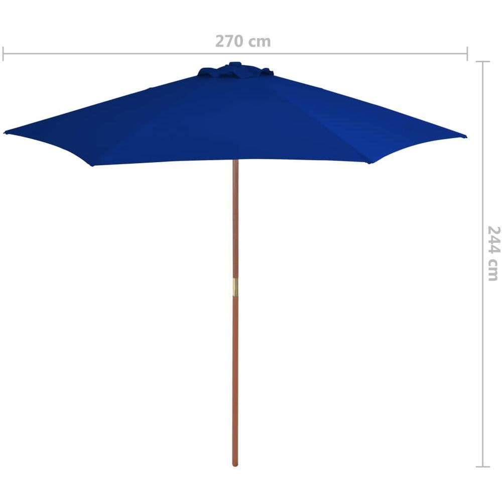 Ombrellone Da Esterni Con Palo In Legno Blu 270 Cm - Foto 6
