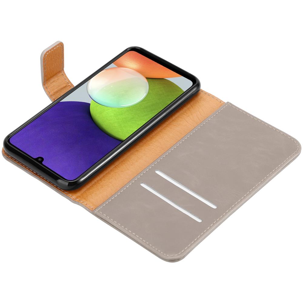 Custodia Compatibile Con Samsung Galaxy A22 4g / M22 / M32 4g In Marrone Cappuccino - Coperchio Protettiva Con Chiusura Magnetica, Funzione Stand E Tasca Per Le Carte - Foto 8