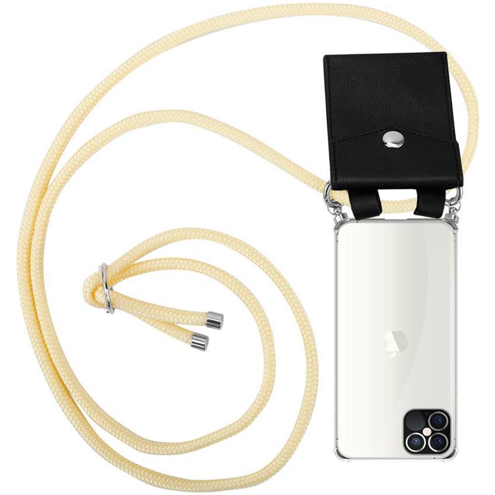 Catena Di Telefoni Cellulari Compatibile Con Apple Iphone 12 / Iphone 12 Pro (6,1"" Zoll) In Crema Beige - Coperchio Protettivo In Silicone Con Anelli D'argento, Cinturino In Corda E Custodia Staccabile - Foto 1