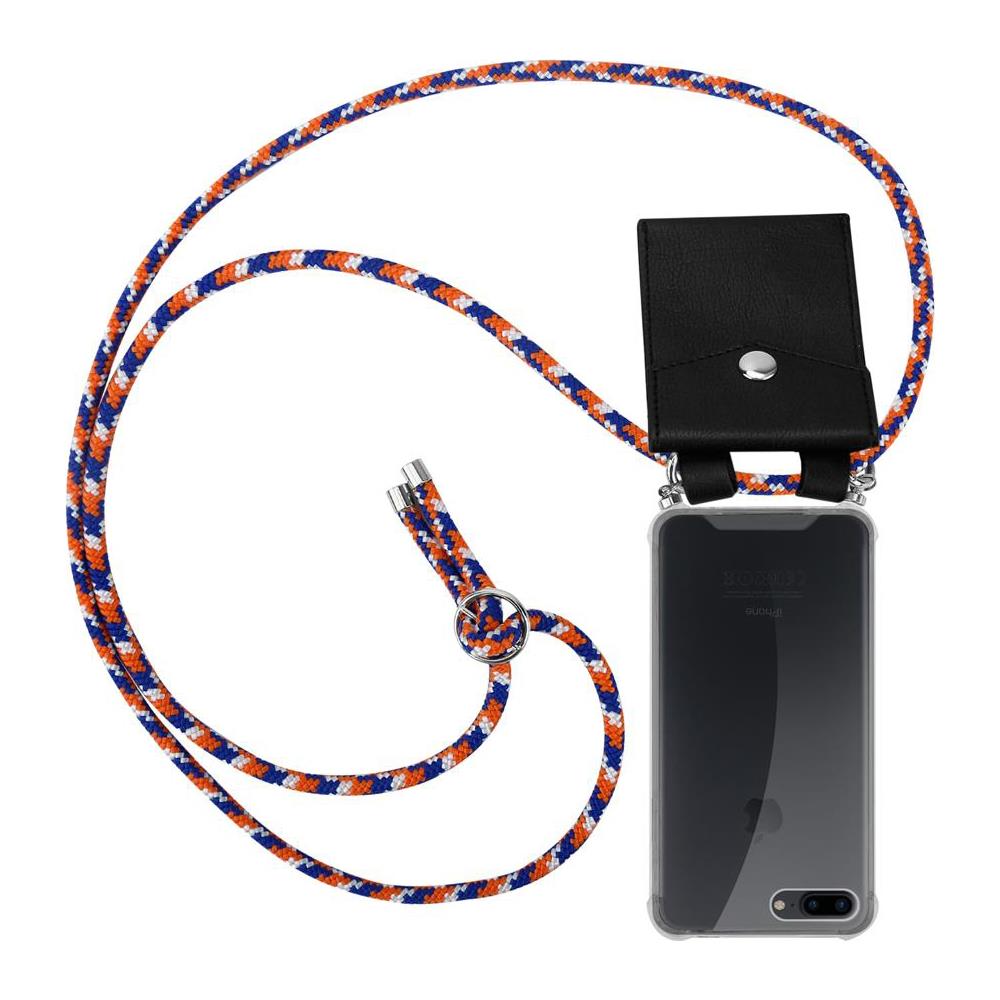 Catena Di Telefoni Cellulari Compatibile Con Apple Iphone 8 Plus / 7 Plus / 7s Plus In Arancio Blu Bianco - Coperchio Protettivo In Silicone Con Anelli D'argento, Cinturino In Corda E Custodia Staccabile - Foto 1