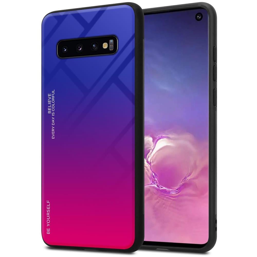 Custodia Compatibile Con Samsung Galaxy S10 4g In Viola - Rosso - Coperchio Protettivo Bicolore In Vetro Temperato E Silicone Tpu - Foto 1