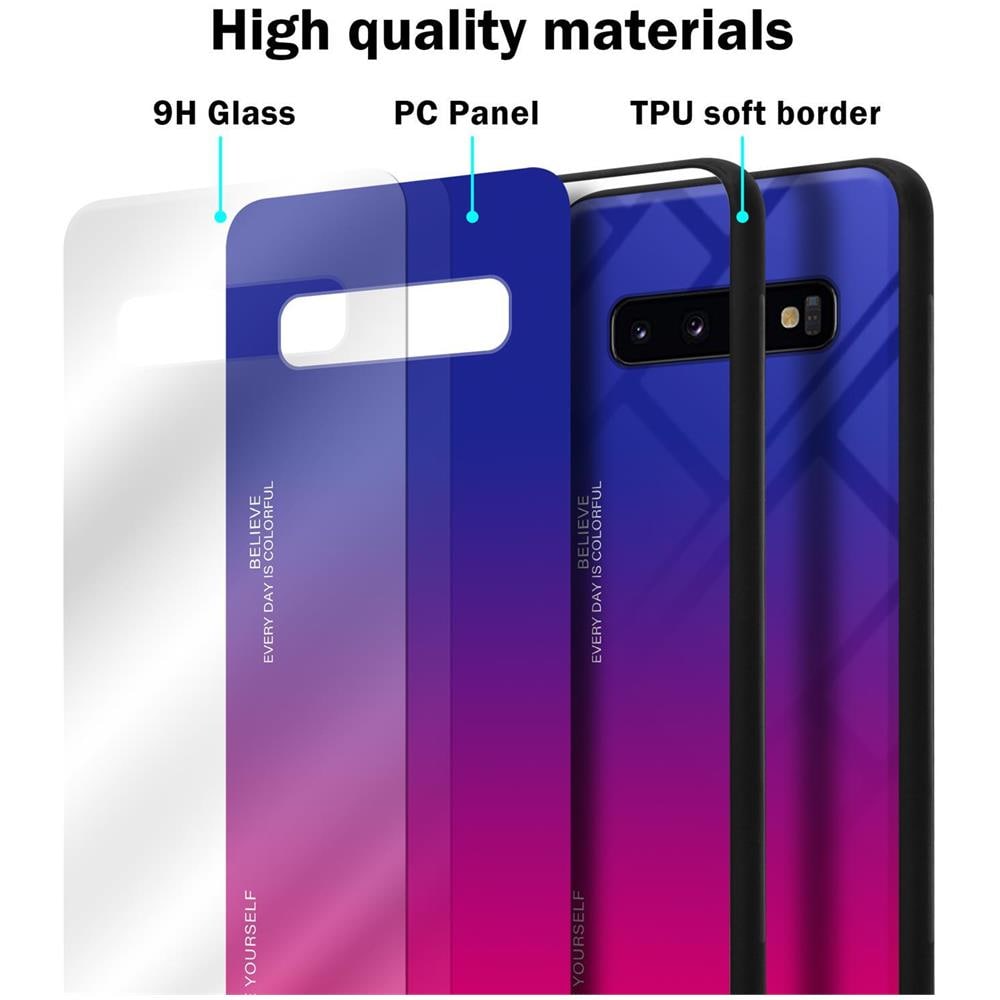 Custodia Compatibile Con Samsung Galaxy S10 4g In Viola - Rosso - Coperchio Protettivo Bicolore In Vetro Temperato E Silicone Tpu - Foto 7