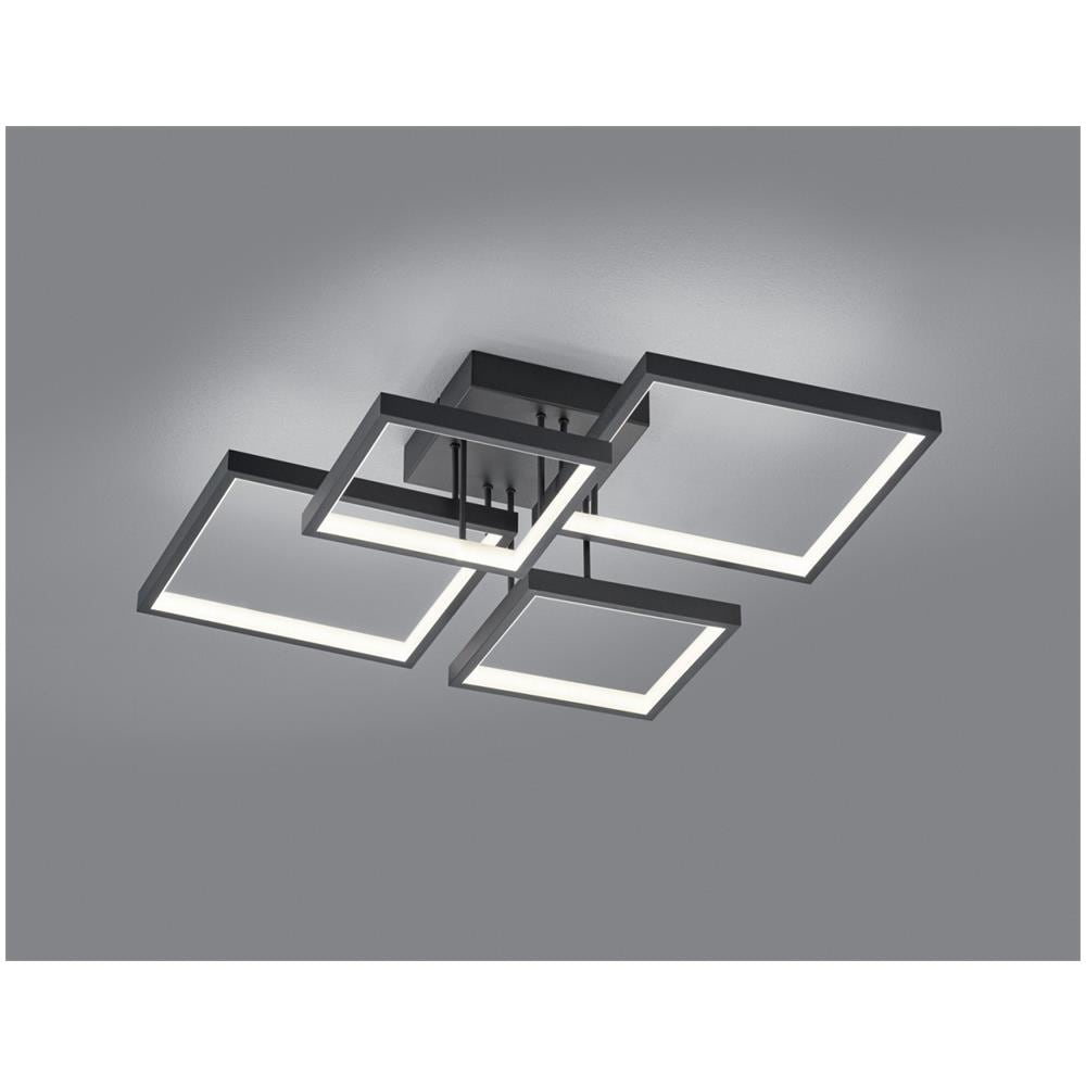 Sorrento Plafoniera Led 4 Quadrati Nera Con Regolazione Intensita' Con Interruttore L. 52x52cm - Foto 1