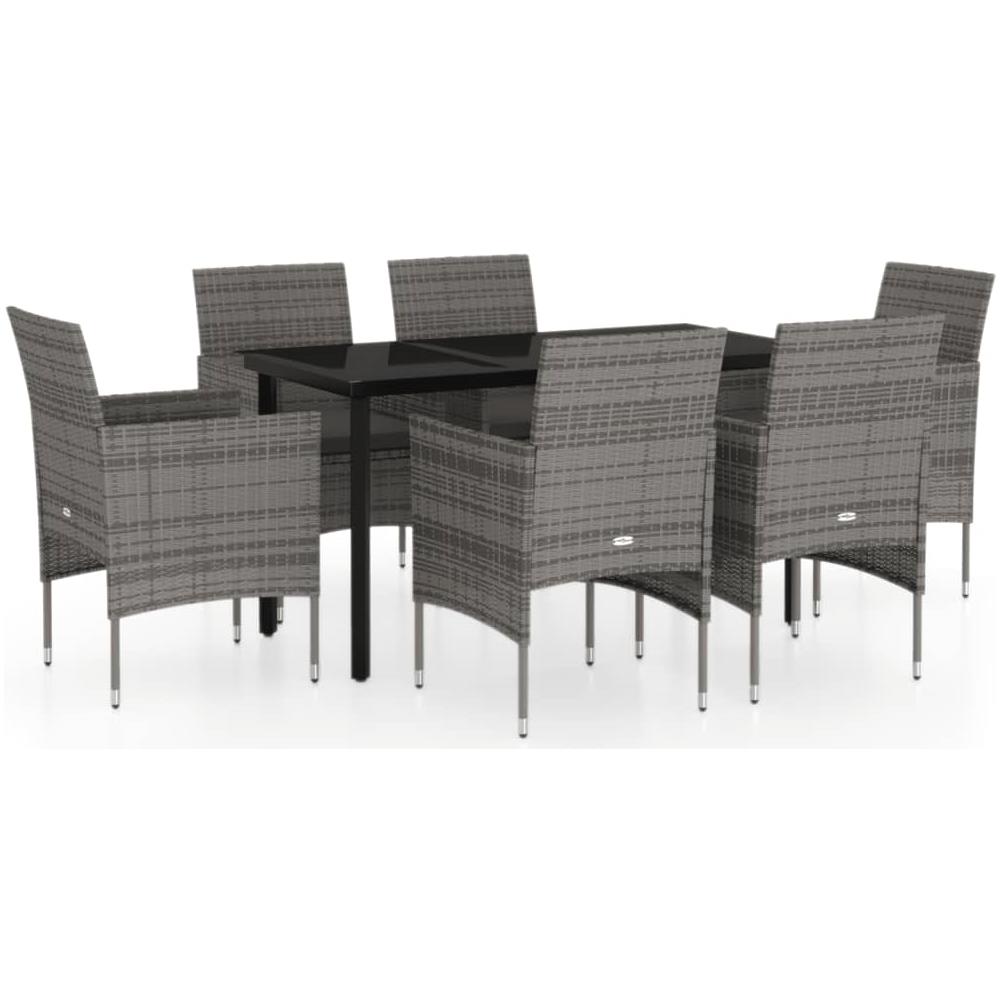 Set Da Pranzo Per Giardino 7 Pz Con Cuscini Grigio - Foto 2