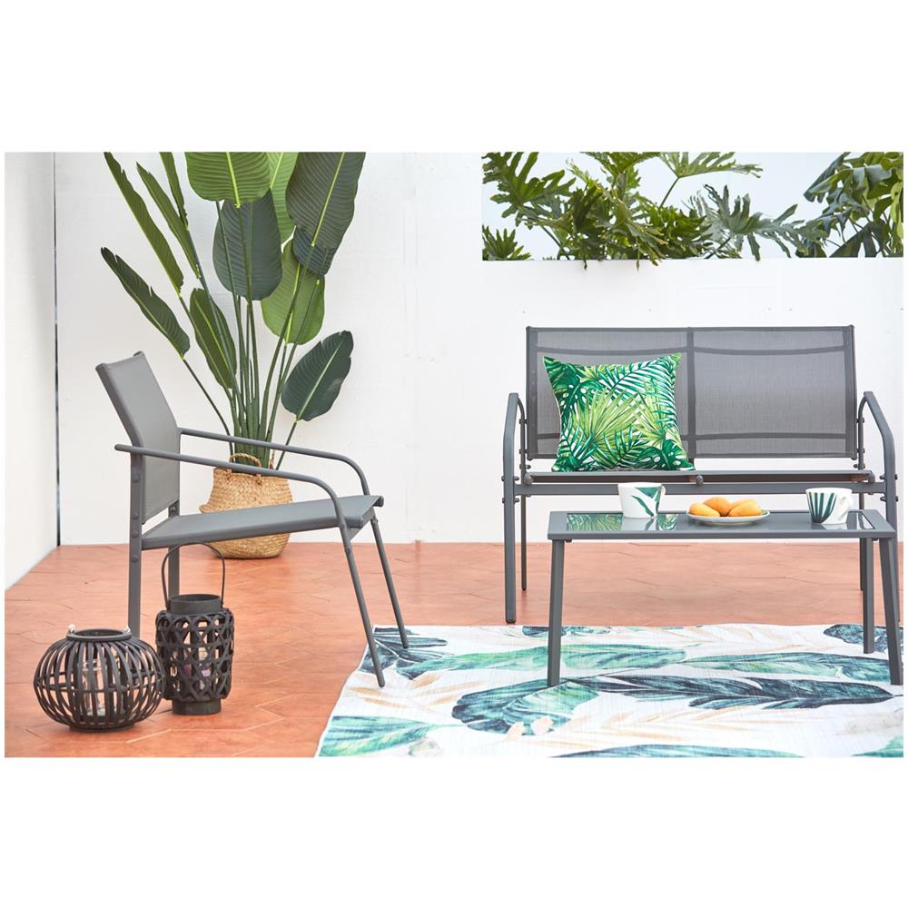 Salotto Da Giardino Basso 4 Posti Acciaio Grigio Etiora - Foto 2