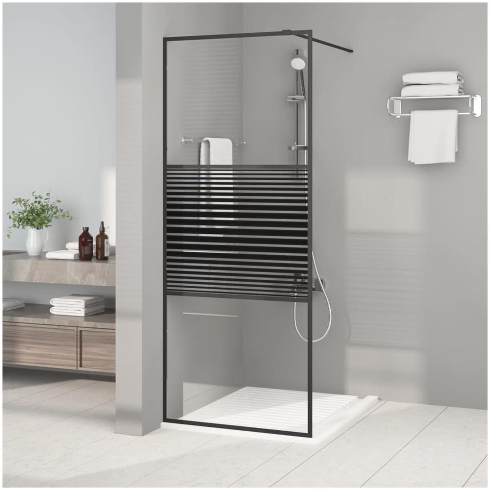 Parete Doccia Walk In Nera 80x195 Cm In Vetro Trasparente Esg - Foto 1
