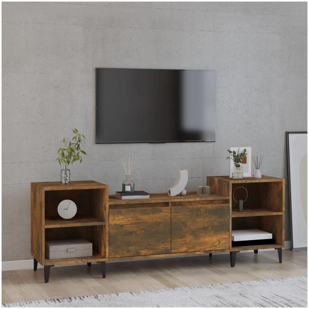 Mobile Tv Rovere Fumo 160x35x55 Cm In Legno Multistrato - Foto 1