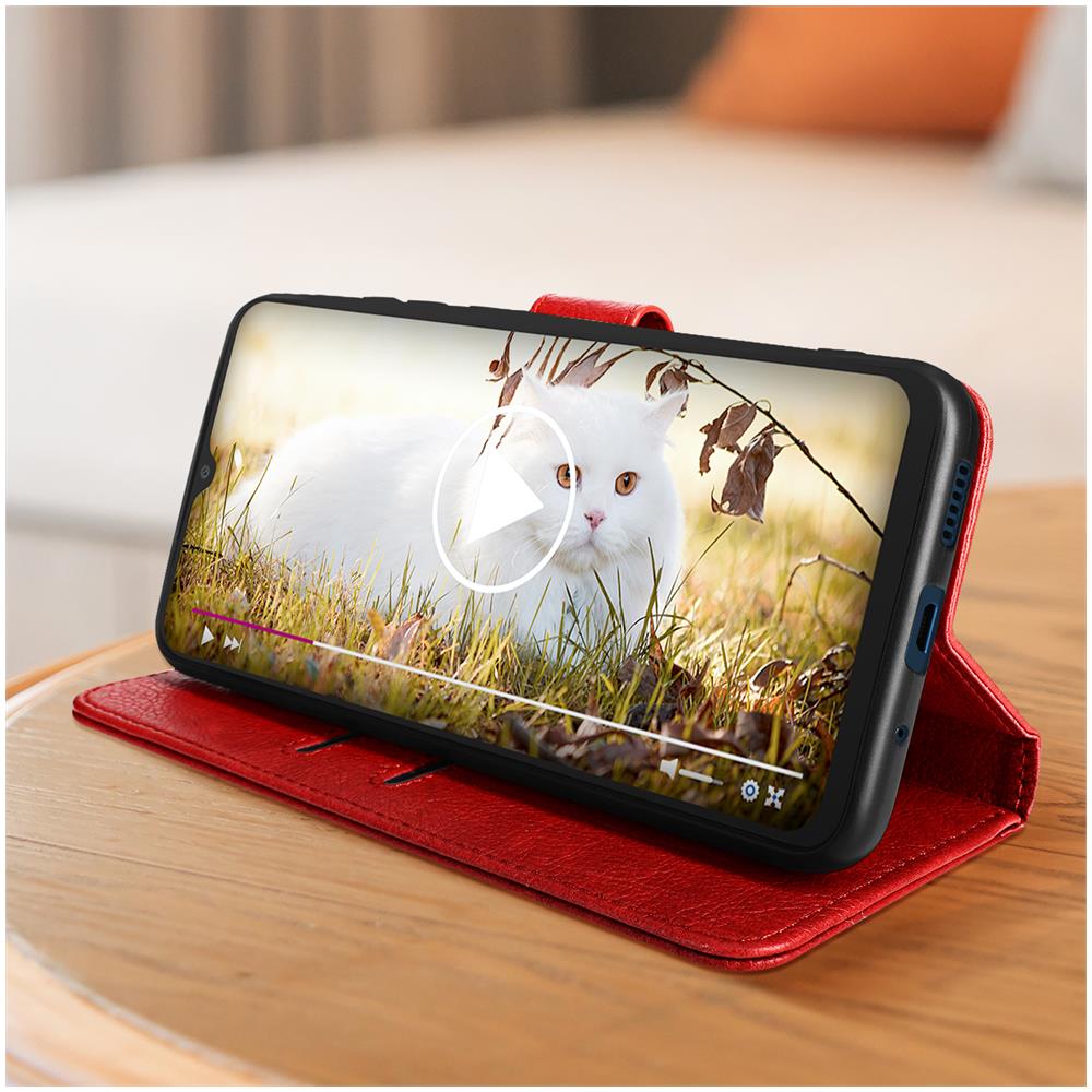 Custodia Per Xiaomi Redmi 12c, Copertina Portacarte E Funzione Supporto Rossa - Foto 2