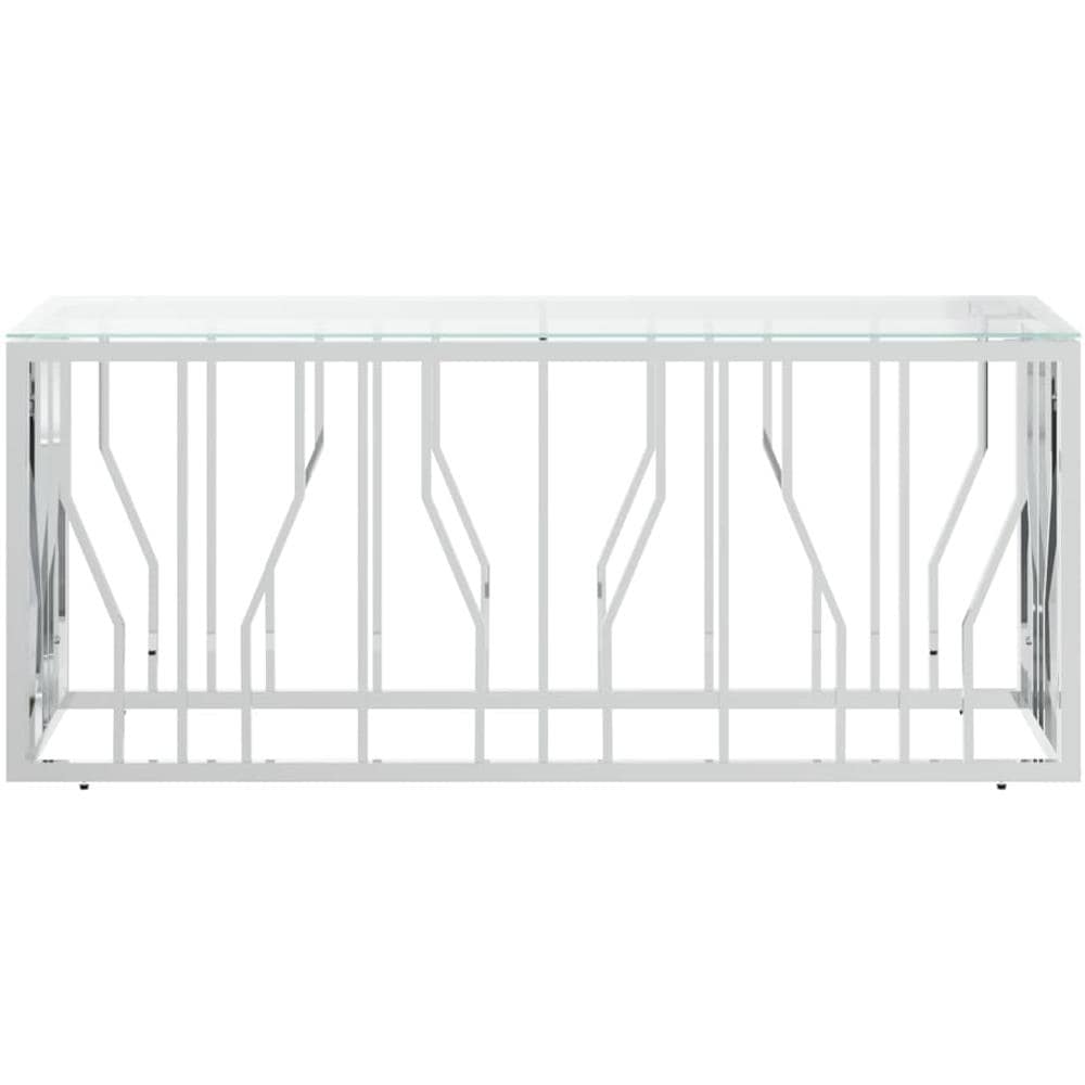 Tavolino Da Salotto 110x45x45 Cm In Acciaio Inox E Vetro - Foto 3